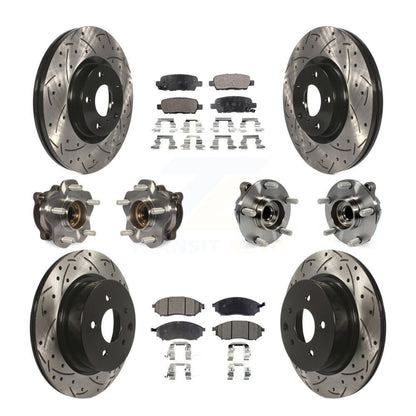 Kit de rotors et plaquettes de frein revêtus de roulement de moyeu avant et arrière (10 pièces) pour INFINITI M35 RW