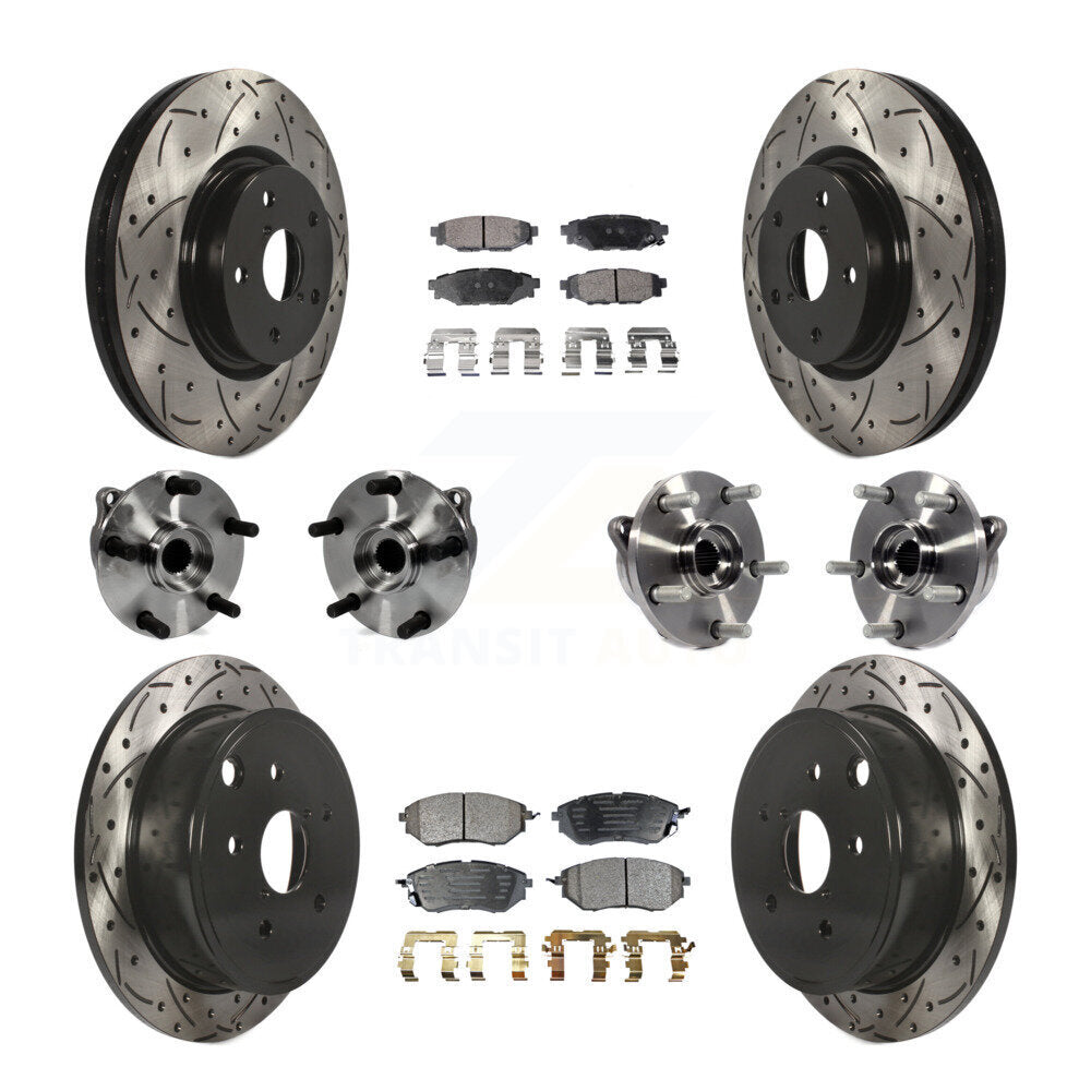 Kit de rotor et de plaquettes de frein à disque revêtus de roulement de moyeu avant et arrière (10 pièces) pour Subaru WR