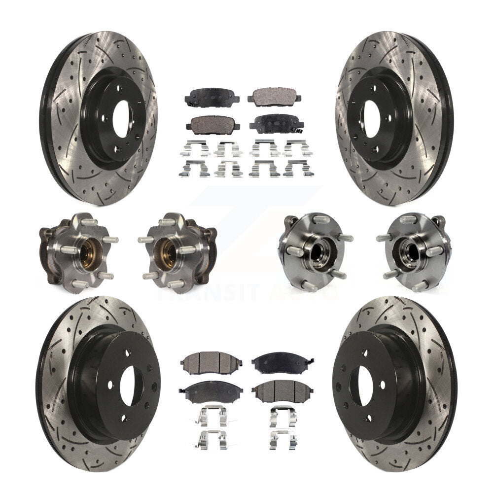 Kit de rotors et plaquettes de frein revêtus de roulement de moyeu avant et arrière (10 pièces) pour INFINITI M35 RW