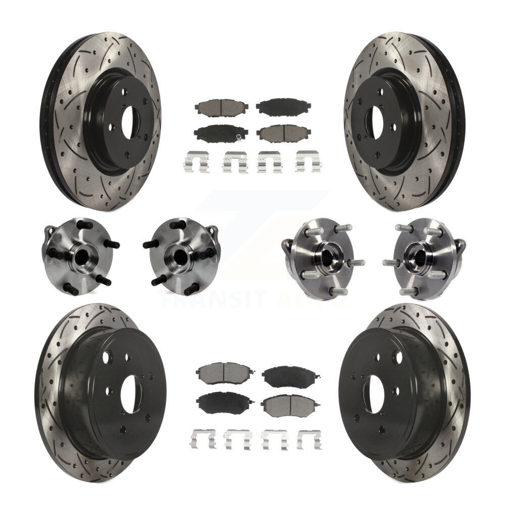 Kit de rotor et de plaquettes de frein à disque revêtus de roulement de moyeu avant et arrière (10 pièces) pour Subaru WR