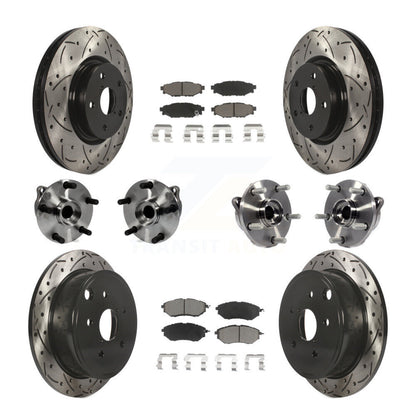 Kit de rotor et de plaquettes de frein à disque revêtus de roulement de moyeu avant et arrière (10 pièces) pour Subaru WR