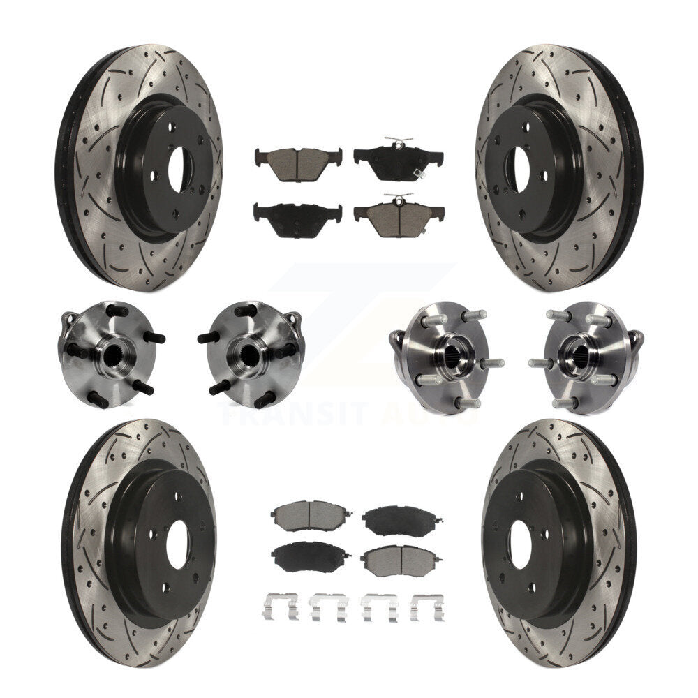 Kit de rotor et de plaquettes de frein à disque revêtus de roulement de moyeu avant et arrière (10 pièces) pour Subaru WR