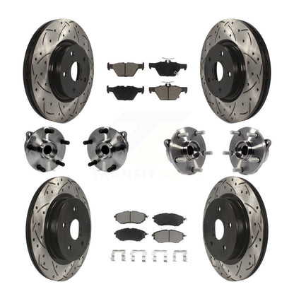 Kit de rotor et de plaquettes de frein à disque revêtus de roulement de moyeu avant et arrière (10 pièces) pour Subaru WR