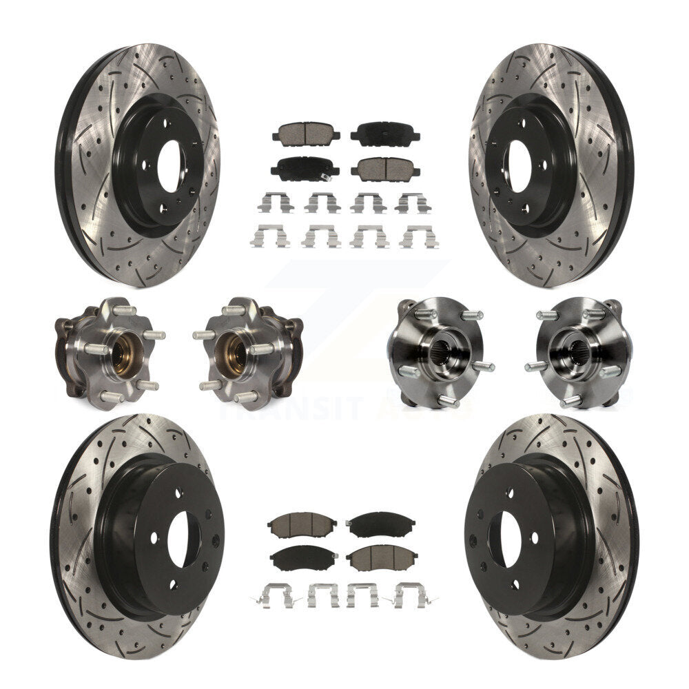 Kit de rotors et plaquettes de frein revêtus de roulement de moyeu avant et arrière (10 pièces) pour INFINITI M35 AW