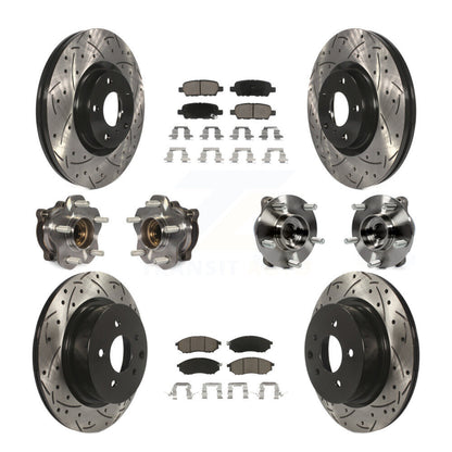Kit de rotors et plaquettes de frein revêtus de roulement de moyeu avant et arrière (10 pièces) pour INFINITI M35 AW