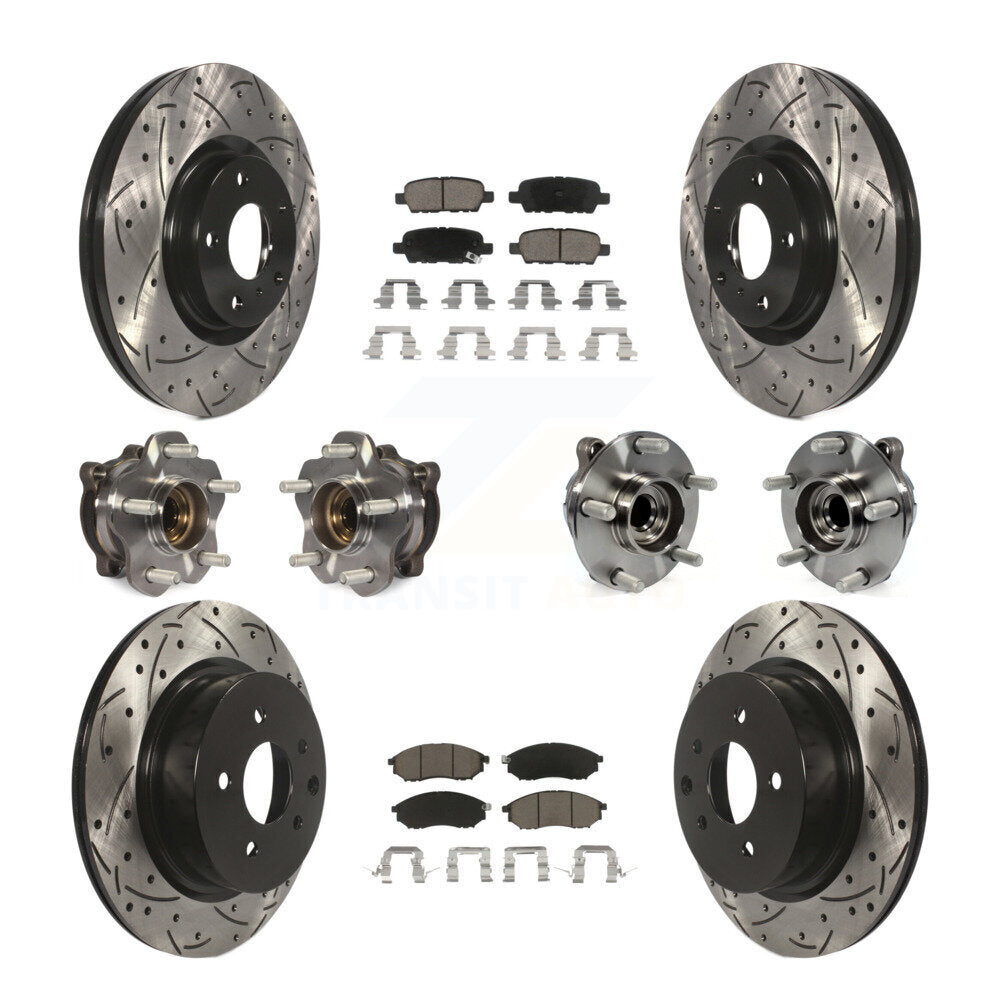 Kit de rotors et plaquettes de frein revêtus de roulement de moyeu avant et arrière (10 pièces) pour INFINITI M35 RW