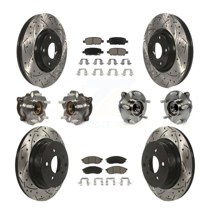 Kit de rotors et plaquettes de frein revêtus de roulement de moyeu avant et arrière (10 pièces) pour INFINITI M35 RW