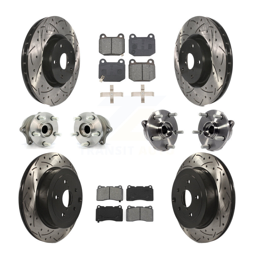 Kit de plaquettes de rotor de frein enduites de roulement de moyeu avant et arrière (10 pièces) pour Subaru Impreza WR