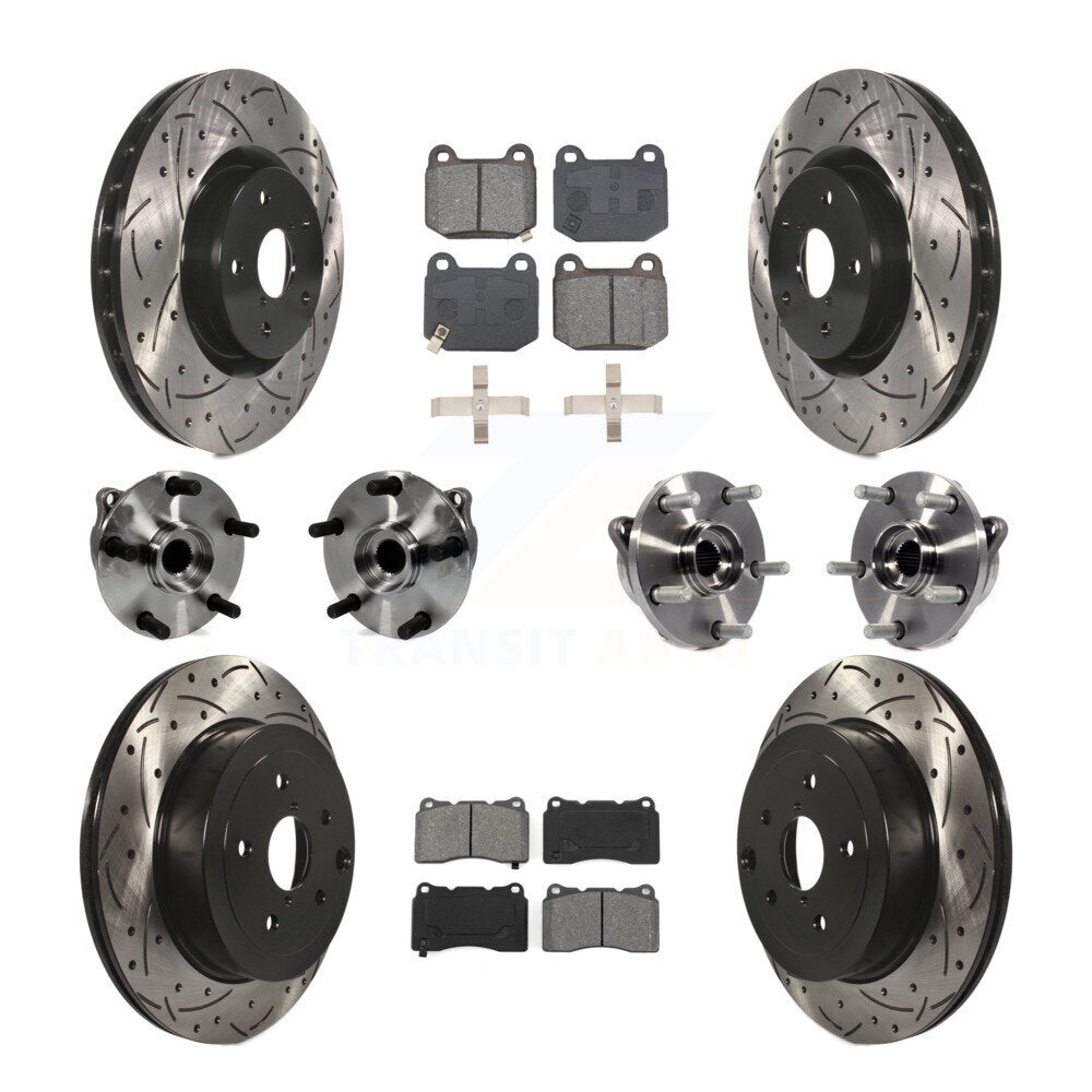 Kit de plaquettes de rotor de frein enduites de roulement de moyeu avant et arrière (10 pièces) pour Subaru Impreza WR