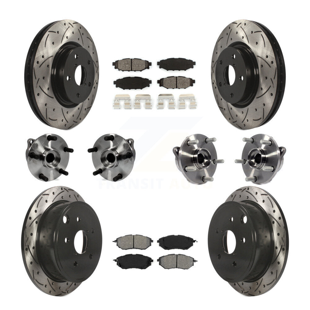 Kit de rotor et de plaquettes de frein à disque revêtus de roulement de moyeu avant et arrière (10 pièces) pour Subaru WR
