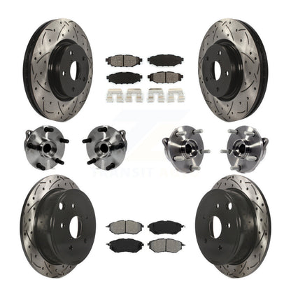 Kit de rotor et de plaquettes de frein à disque revêtus de roulement de moyeu avant et arrière (10 pièces) pour Subaru WR