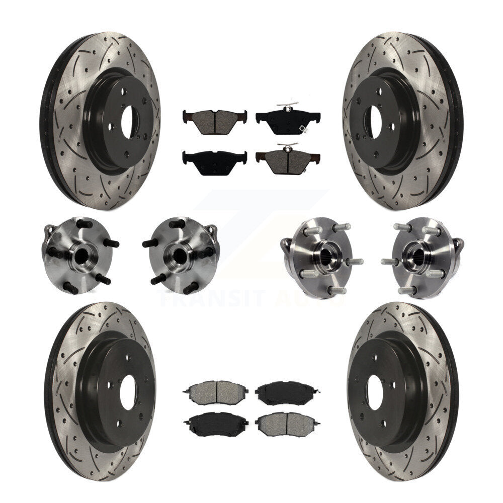 Kit de rotor et de plaquettes de frein à disque revêtus de roulement de moyeu avant et arrière (10 pièces) pour Subaru WR