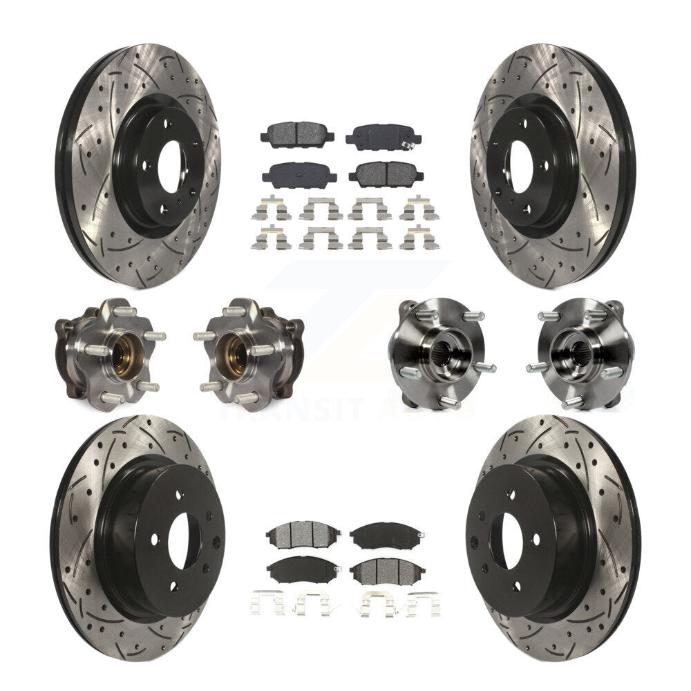 Kit de rotors et plaquettes de frein revêtus de roulement de moyeu avant et arrière (10 pièces) pour INFINITI M35 AW