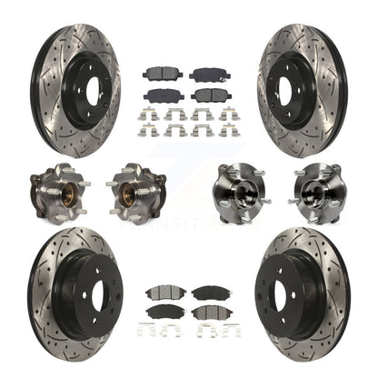 Kit de rotors et plaquettes de frein revêtus de roulement de moyeu avant et arrière (10 pièces) pour INFINITI M35 AW