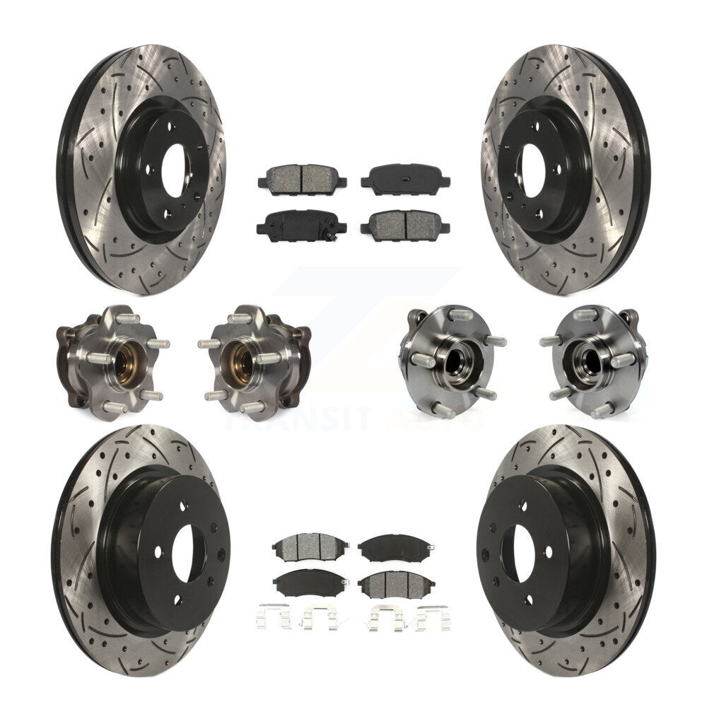 Kit de rotors et plaquettes de frein revêtus de roulement de moyeu avant et arrière (10 pièces) pour INFINITI M35 RW