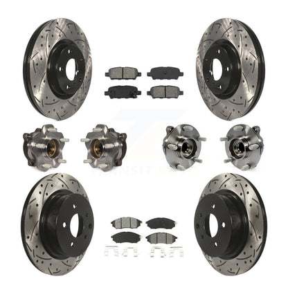 Kit de rotors et plaquettes de frein revêtus de roulement de moyeu avant et arrière (10 pièces) pour INFINITI M35 RW