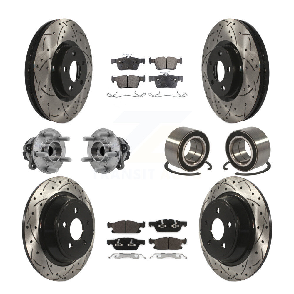 Kit de plaquettes de rotor de frein enduites de roulement de moyeu avant et arrière (10 pièces) pour Ford Edge FW 2015