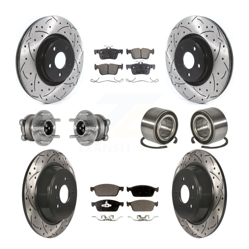 Kit de rotors et plaquettes de frein à disque revêtus de roulement de moyeu avant et arrière (10 pièces) pour Lincoln MK