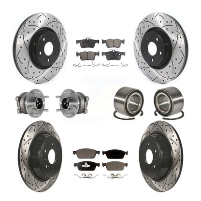 Kit de rotors et plaquettes de frein à disque revêtus de roulement de moyeu avant et arrière (10 pièces) pour Lincoln MK