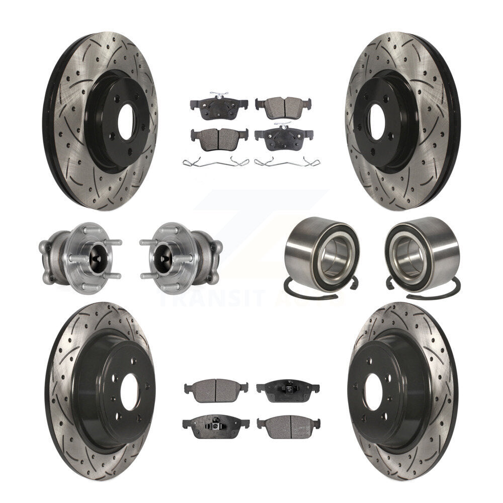 Kit de plaquettes de Rotor de frein revêtues de roulement de moyeu avant et arrière (10 pièces) pour Ford Escape Lincol