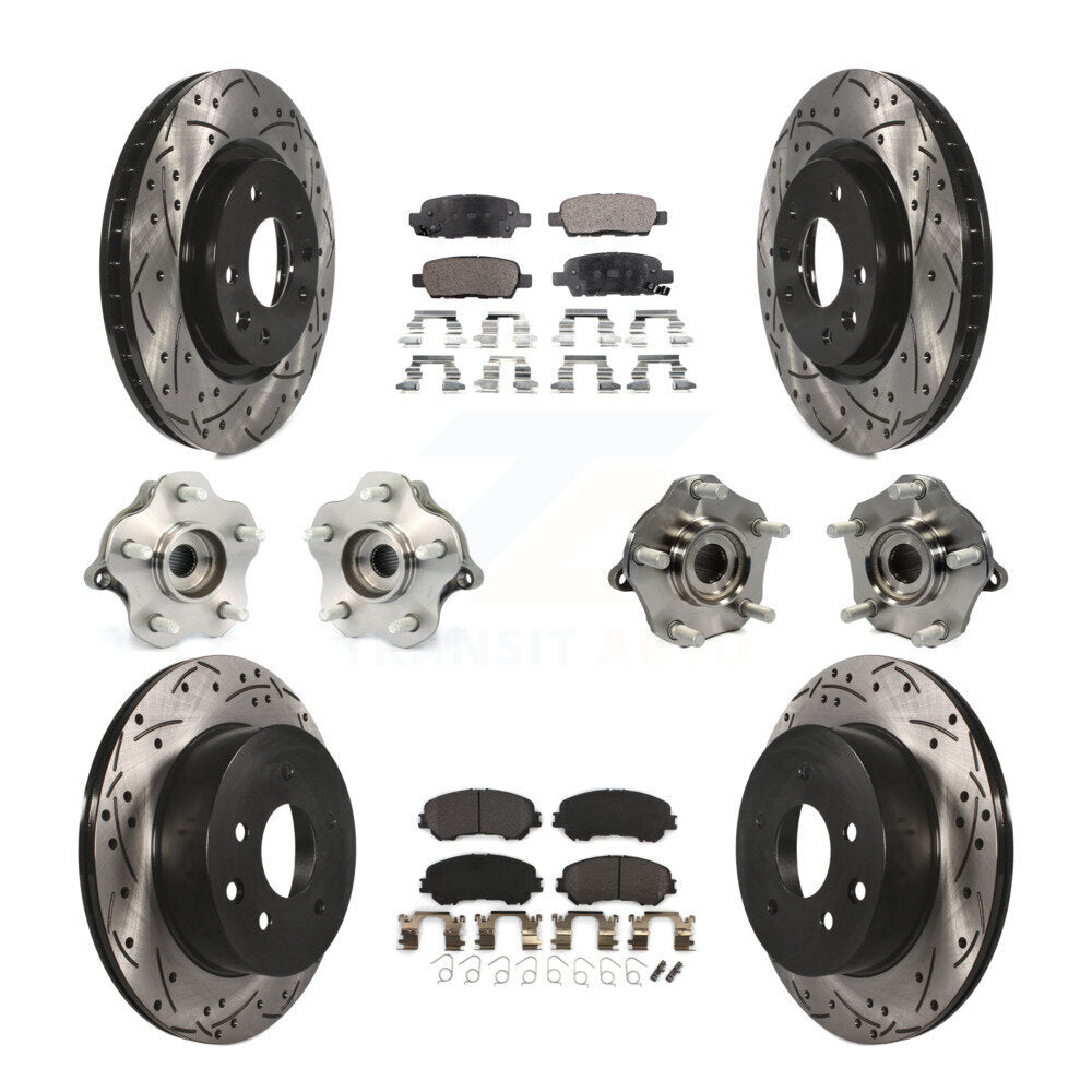 Kit de plaquettes de rotor de frein, roulement de moyeu avant et arrière (10 pièces) pour Nissan Rogue AW 2014