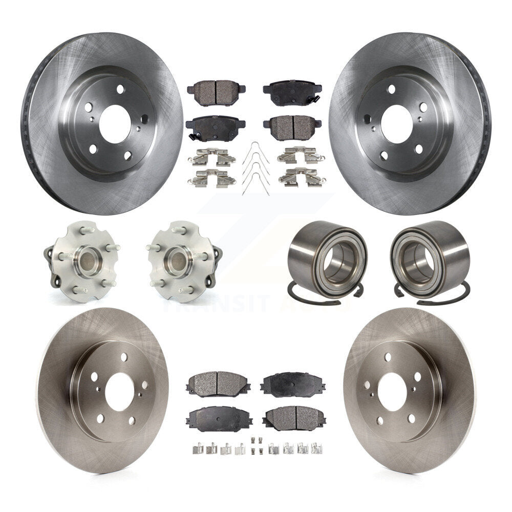 Kit de rotors et plaquettes de frein avec roulement de moyeu avant et arrière (10 pièces) pour Toyota Corolla i 17-18