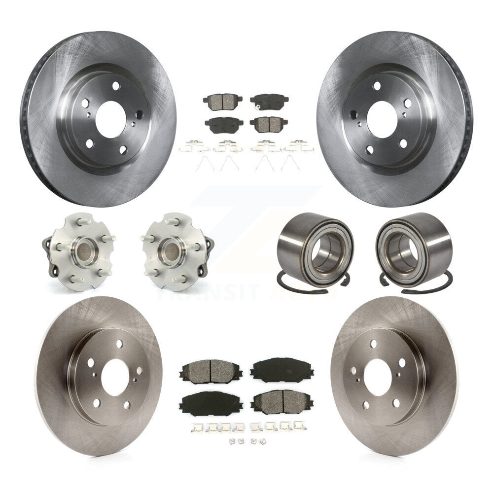 Kit de rotors et plaquettes de frein avec roulement de moyeu avant et arrière (10 pièces) pour Toyota Corolla i 17-18