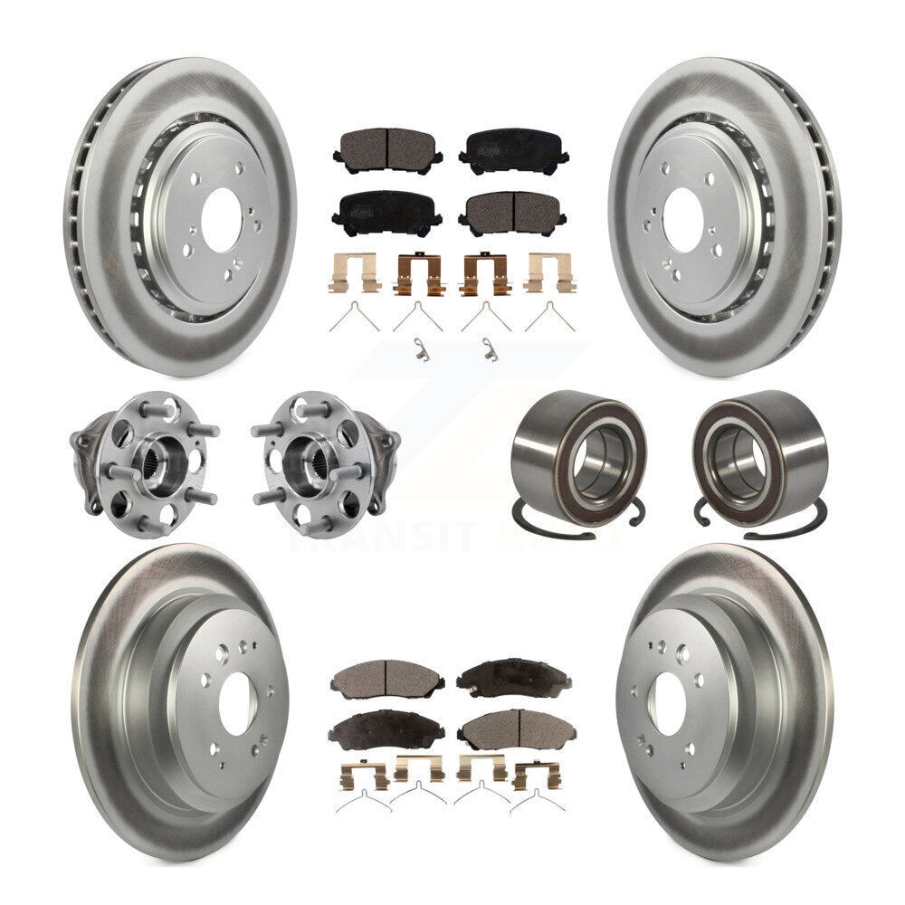 Kit de plaquettes de rotor de frein revêtues de roulement de moyeu avant et arrière (10 pièces) pour Acura MDX AW 14-16