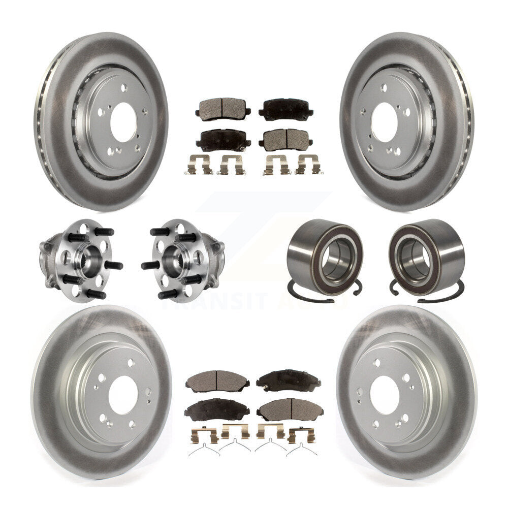 Kit de rotors et plaquettes de frein à disque revêtus de roulement de moyeu avant et arrière (10 pièces) pour Acura MD