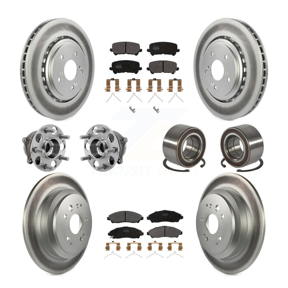 Kit de plaquettes de rotor de frein revêtues de roulement de moyeu avant et arrière (10 pièces) pour Acura MDX AW 14-16