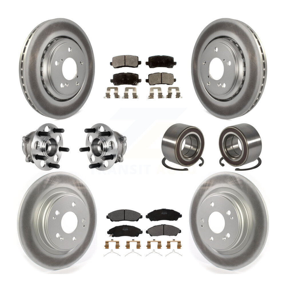 Kit de rotors et plaquettes de frein à disque revêtus de roulement de moyeu avant et arrière (10 pièces) pour Acura MD