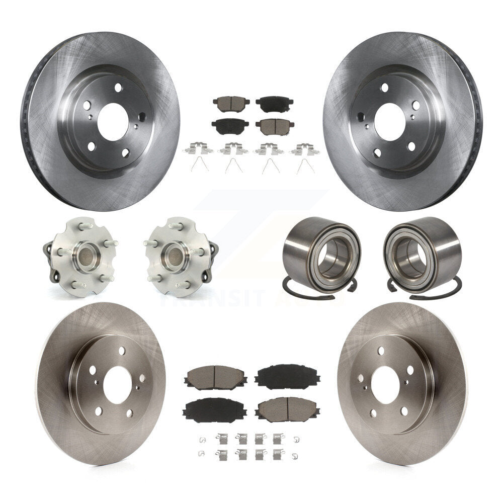 Kit de rotors et plaquettes de frein avec roulement de moyeu avant et arrière (10 pièces) pour Toyota Corolla i 17-18