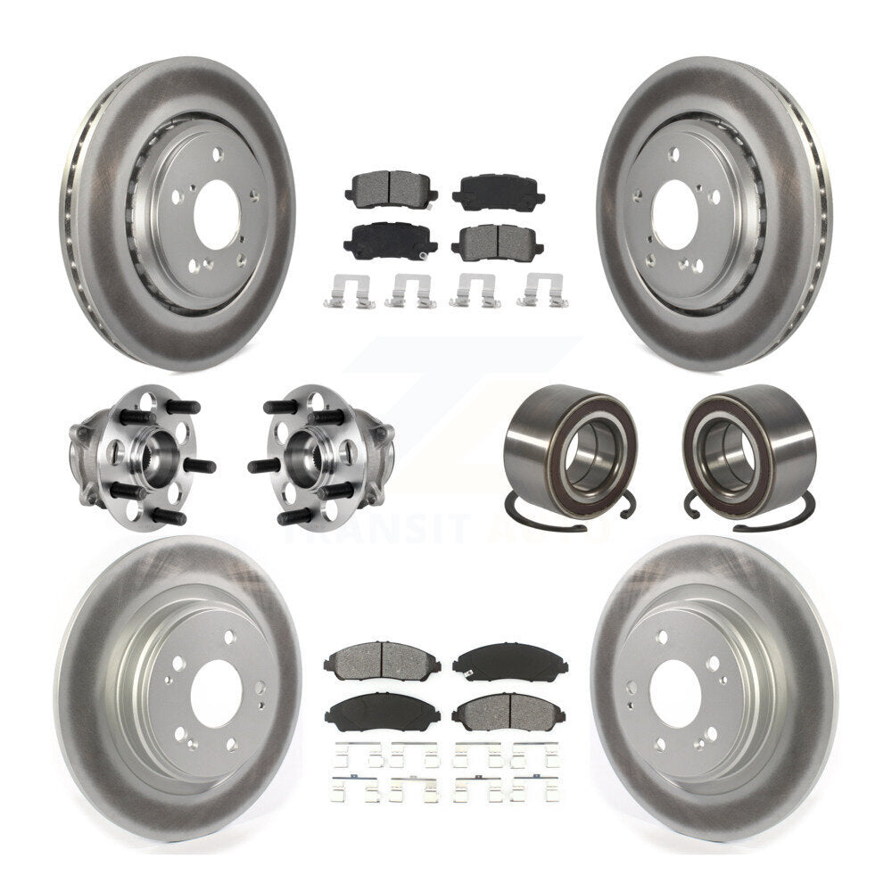 Kit de rotors et plaquettes de frein à disque revêtus de roulement de moyeu avant et arrière (10 pièces) pour Acura MD