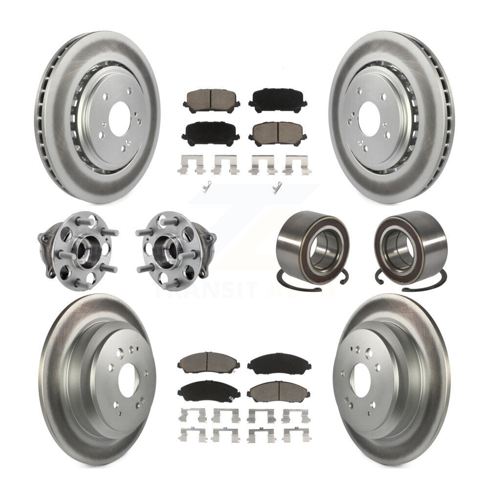 Kit de plaquettes de rotor de frein revêtues de roulement de moyeu avant et arrière (10 pièces) pour Acura MDX AW 14-16