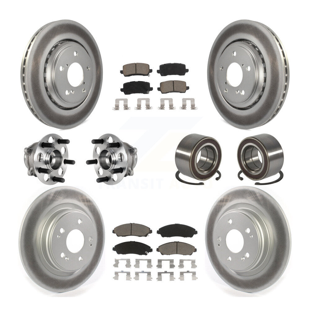 Kit de rotors et plaquettes de frein à disque revêtus de roulement de moyeu avant et arrière (10 pièces) pour Acura MD