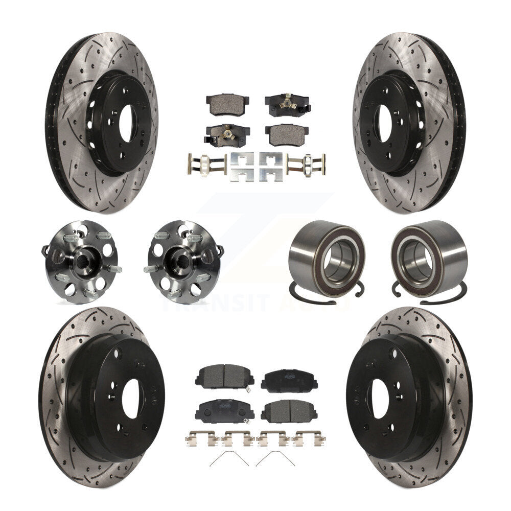 Kit de plaquettes de rotor de frein revêtues de roulement de moyeu avant et arrière (10 pièces) pour Acura RDX AW 13-16