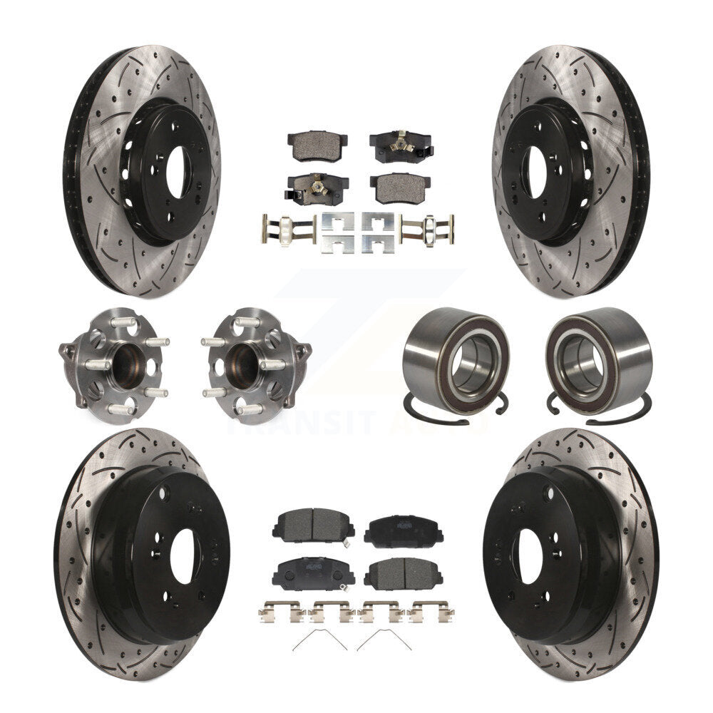 Kit de plaquettes de rotor de frein revêtues de roulement de moyeu avant et arrière (10 pièces) pour Acura RDX FW 13-18