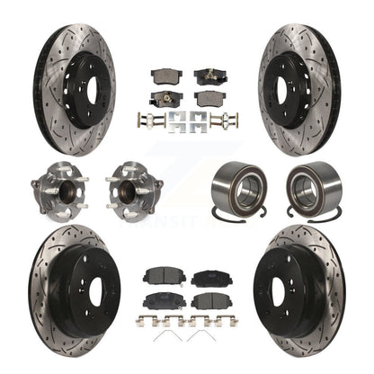 Kit de plaquettes de rotor de frein revêtues de roulement de moyeu avant et arrière (10 pièces) pour Acura RDX FW 13-18