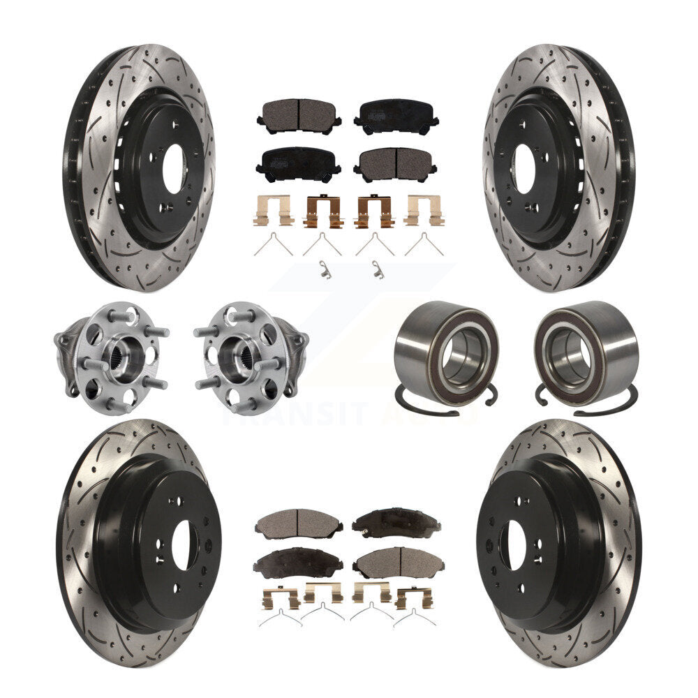 Kit de plaquettes de rotor de frein revêtues de roulement de moyeu avant et arrière (10 pièces) pour Acura MDX AW 14-16