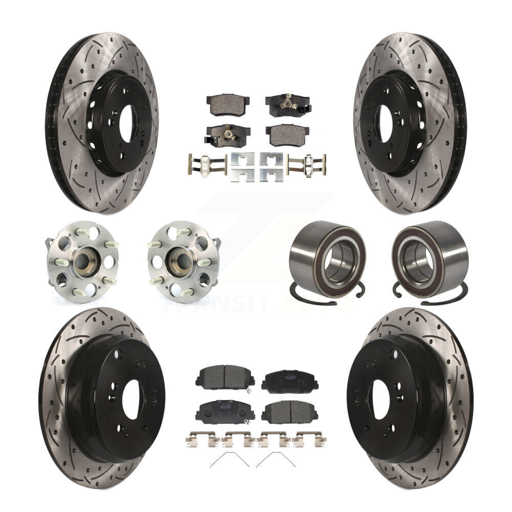 Kit de plaquettes de rotor de frein revêtues de roulement de moyeu avant et arrière (10 pièces) pour Acura RDX AW 17-18
