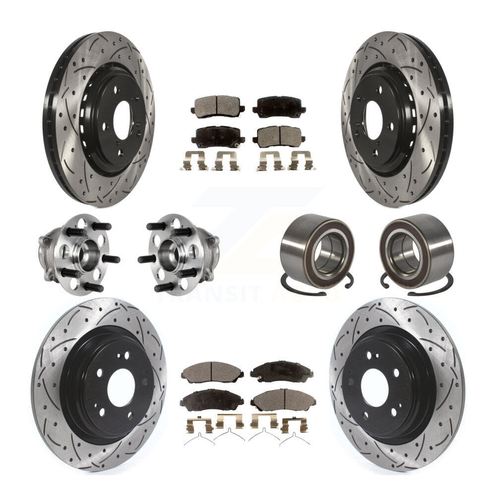 Kit de rotors et plaquettes de frein à disque revêtus de roulement de moyeu avant et arrière (10 pièces) pour Acura MD