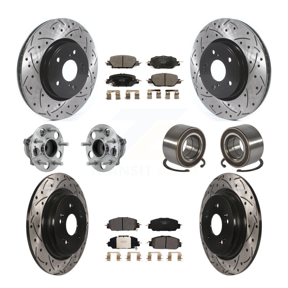 Kit de Rotor et de plaquettes de frein à disque revêtus de roulement de moyeu avant et arrière (10 pièces) pour Honda CR-