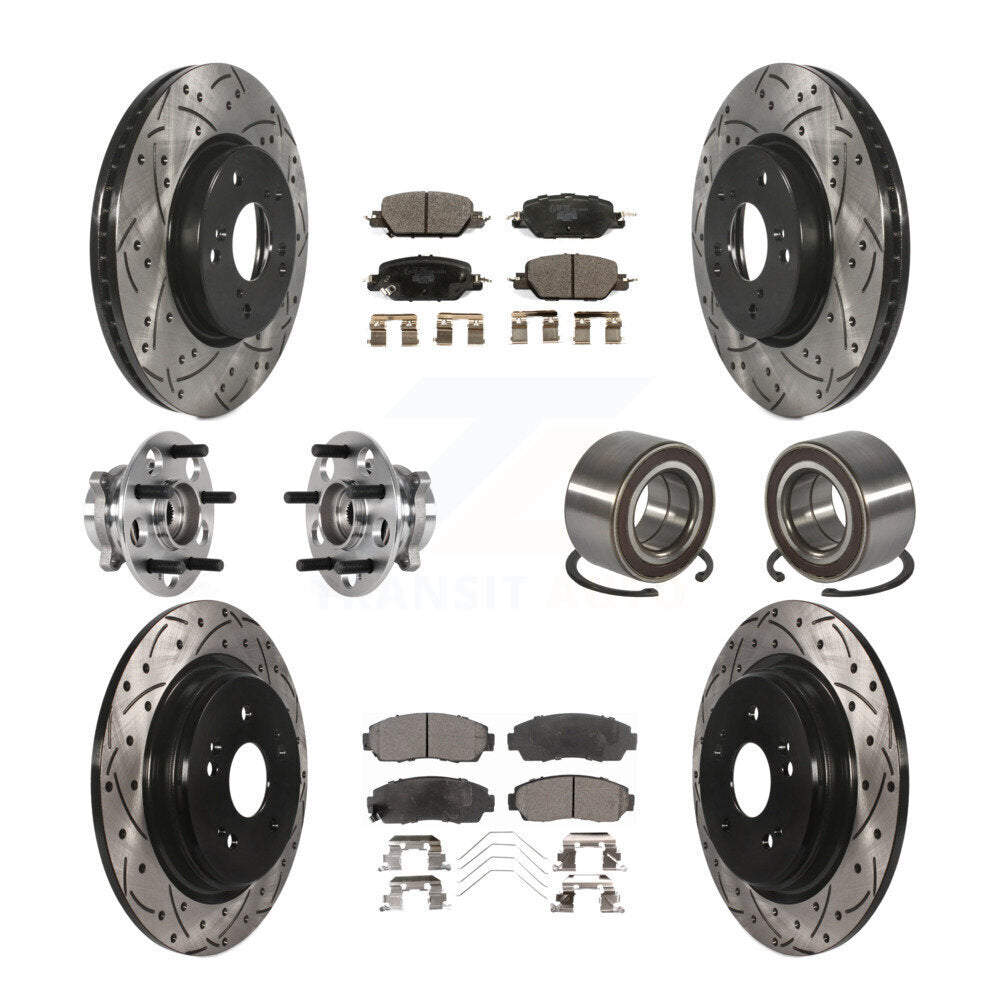 Kit de Rotor et de plaquettes de frein à disque revêtus de roulement de moyeu avant et arrière (10 pièces) pour Honda CR-