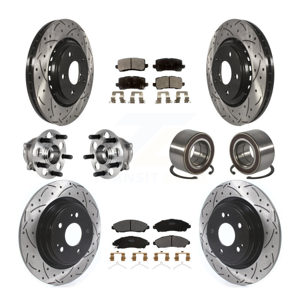 Kit de rotors et plaquettes de frein à disque revêtus de roulement de moyeu avant et arrière (10 pièces) pour Acura MD