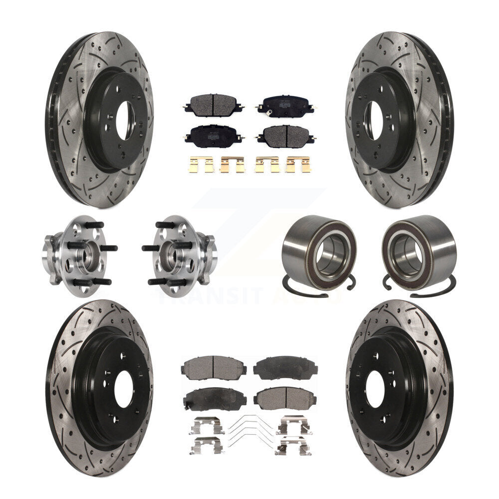 Kit de Rotor et de plaquettes de frein à disque revêtus de roulement de moyeu avant et arrière (10 pièces) pour Honda CR-