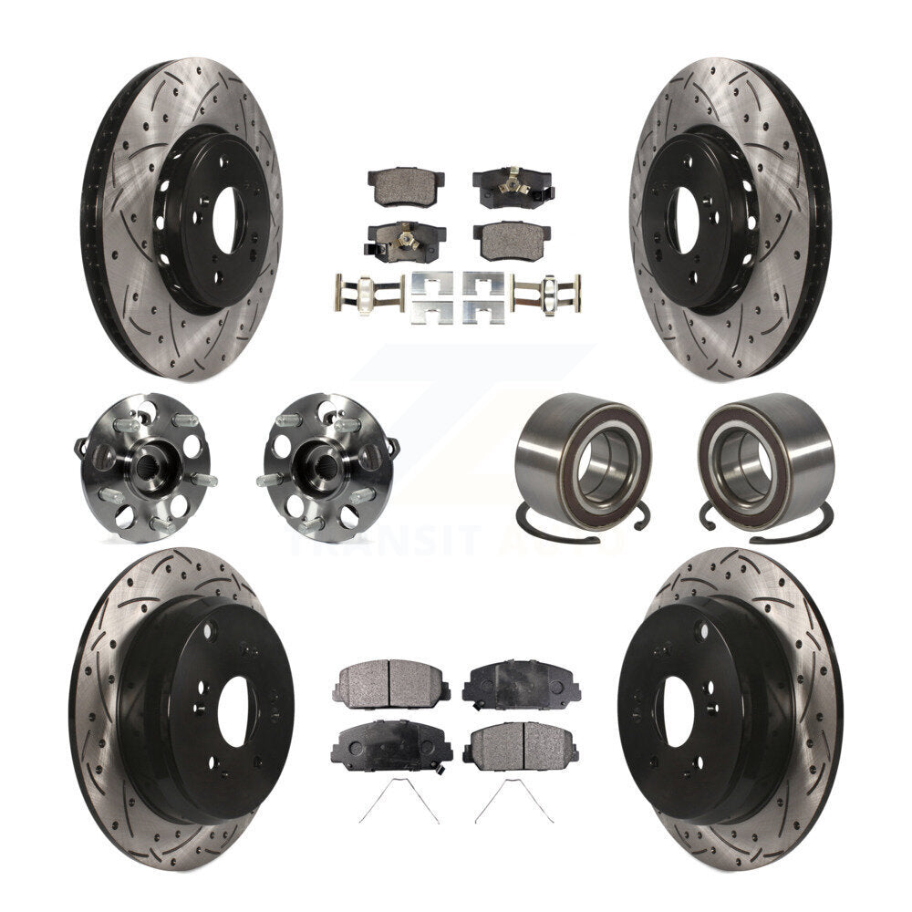 Kit de plaquettes de rotor de frein revêtues de roulement de moyeu avant et arrière (10 pièces) pour Acura RDX AW 13-16