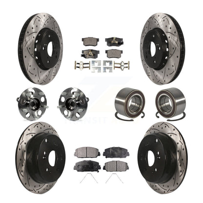 Kit de plaquettes de rotor de frein revêtues de roulement de moyeu avant et arrière (10 pièces) pour Acura RDX AW 13-16