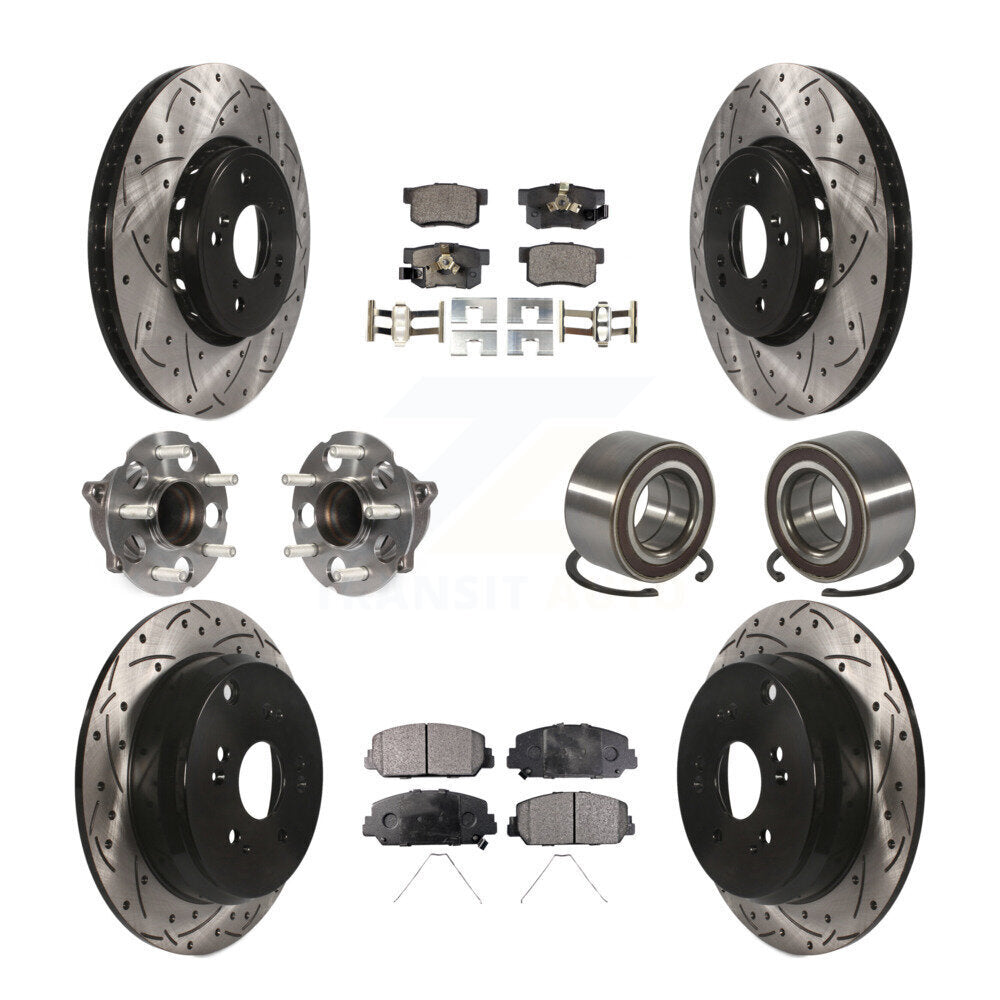 Kit de plaquettes de rotor de frein revêtues de roulement de moyeu avant et arrière (10 pièces) pour Acura RDX FW 13-18