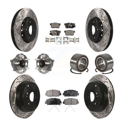Kit de plaquettes de rotor de frein revêtues de roulement de moyeu avant et arrière (10 pièces) pour Acura RDX FW 13-18