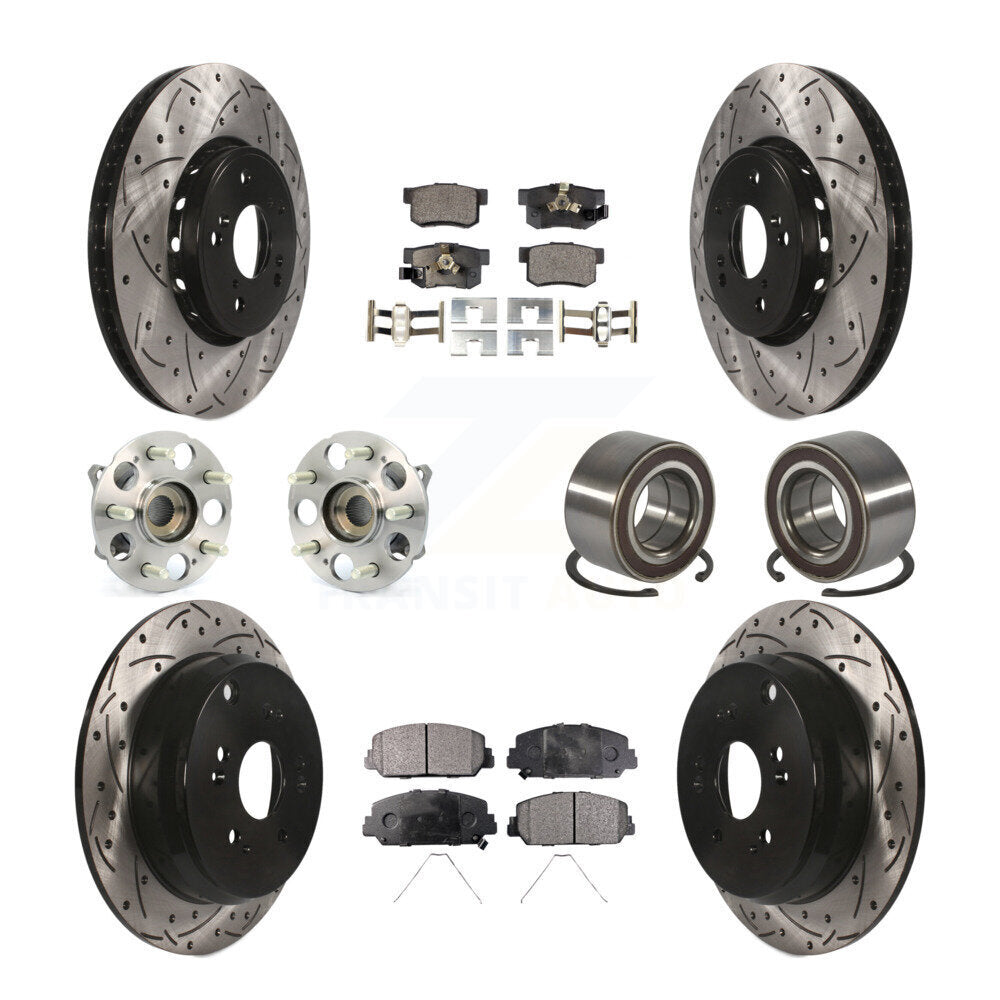 Kit de plaquettes de rotor de frein revêtues de roulement de moyeu avant et arrière (10 pièces) pour Acura RDX AW 17-18
